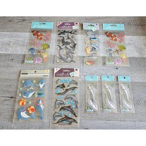 Sticker Lot Ocean Fish Sharks Dolphins Beach Scrapbooking 3D Stickers RARE #44
